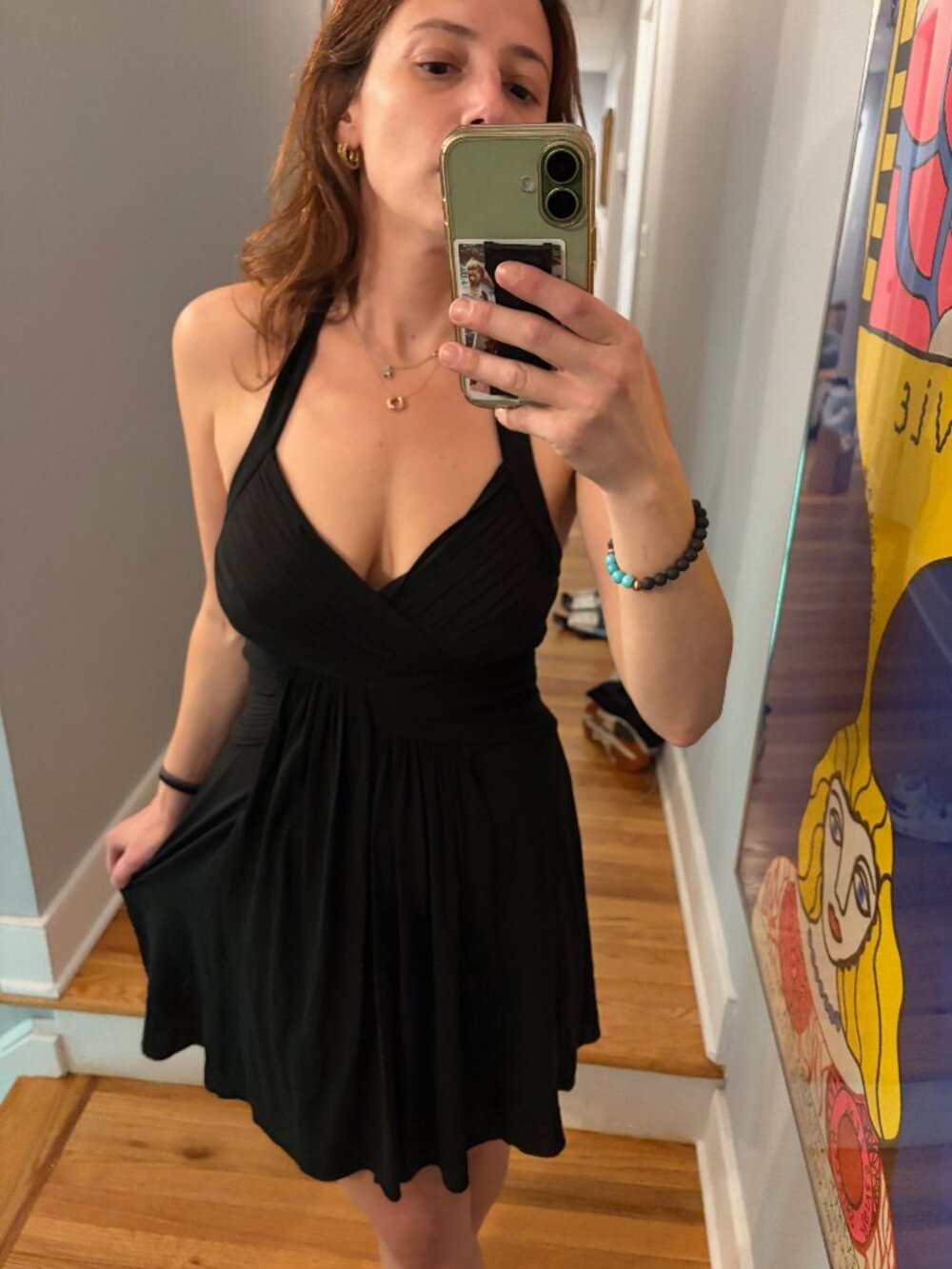 Y2K BCBG Max Azria Black Pleated Halter Dress Size S